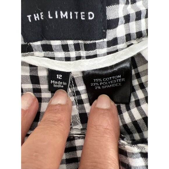 The Limited Womens Black & White Gingham Shorts Size 12 Cotton Blend With Back B - Picture 2 of 7
